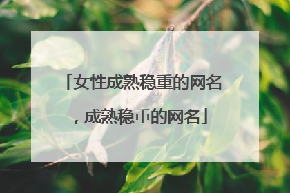 女性成熟稳重的网名，成熟稳重的网名