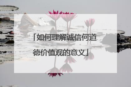 如何理解诚信何道德价值观的意义