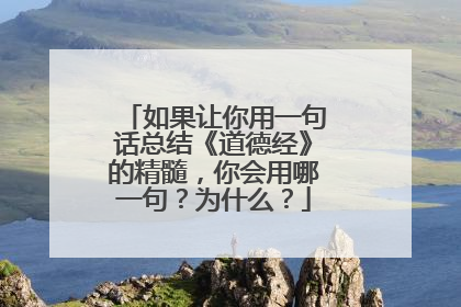 如果让你用一句话总结《道德经》的精髓,你会用哪一句?为什么?
