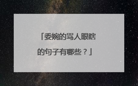委婉的骂人眼瞎的句子有哪些?