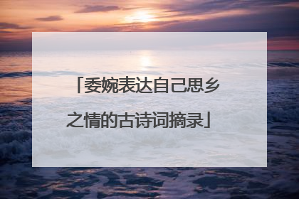 委婉表达自己思乡之情的古诗词摘录