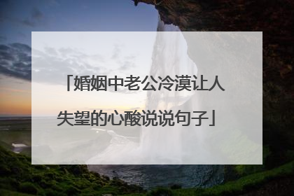 婚姻中老公冷漠让人失望的心酸说说句子