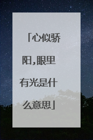 心似骄阳,眼里有光是什么意思