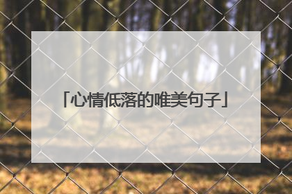 心情低落的唯美句子