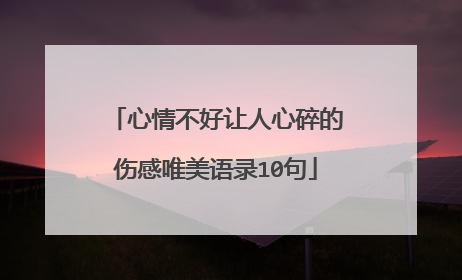 心情不好让人心碎的伤感唯美语录10句