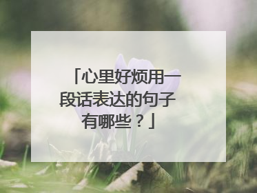 心里好烦用一段话表达的句子有哪些?