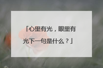 心里有光,眼里有光下一句是什么?