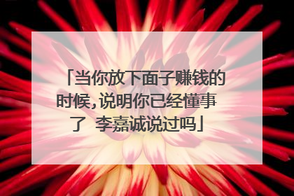 当你放下面子赚钱的时候,说明你已经懂事了 李嘉诚说过吗