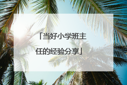 当好小学班主任的经验分享