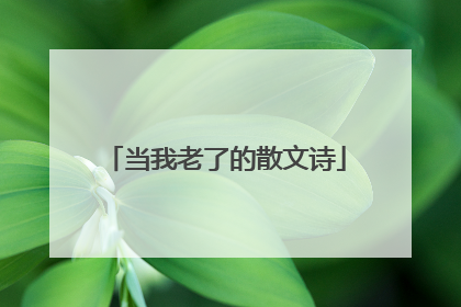 当我老了的散文诗