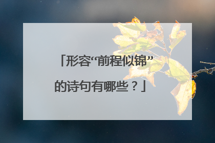 形容“前程似锦”的诗句有哪些？