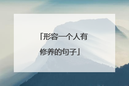 形容一个人有修养的句子