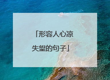 形容人心凉失望的句子