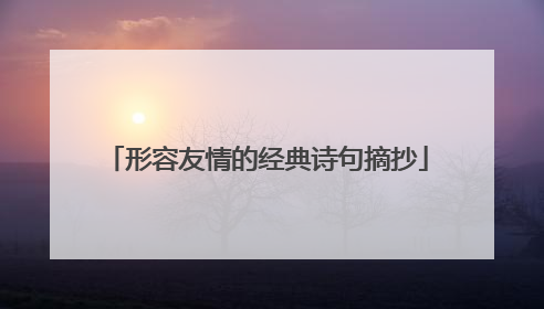 形容友情的经典诗句摘抄