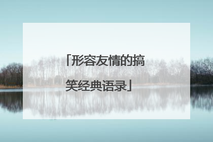 形容友情的搞笑经典语录