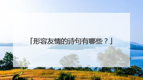 形容友情的诗句有哪些？
