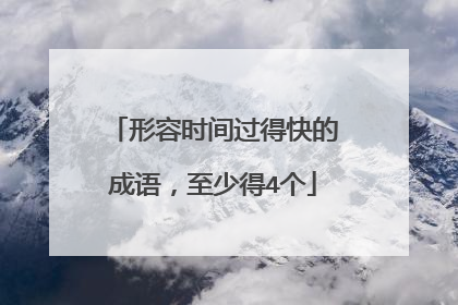 形容时间过得快的成语,至少得4个