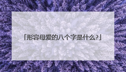 形容母爱的八个字是什么?