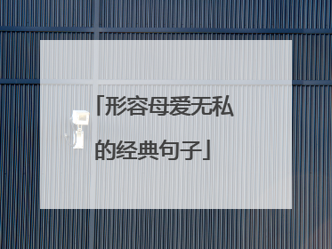 形容母爱无私的经典句子