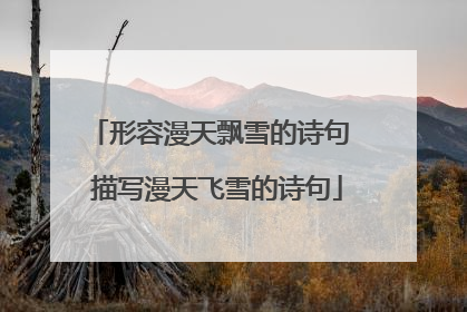 形容漫天飘雪的诗句 描写漫天飞雪的诗句