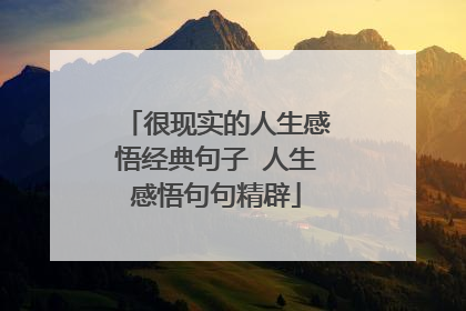 很现实的人生感悟经典句子 人生感悟句句精辟