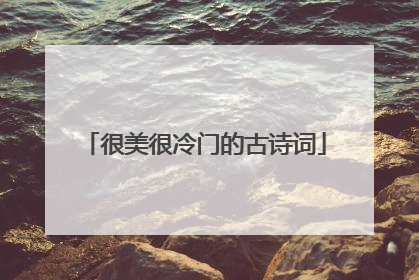 很美很冷门的古诗词