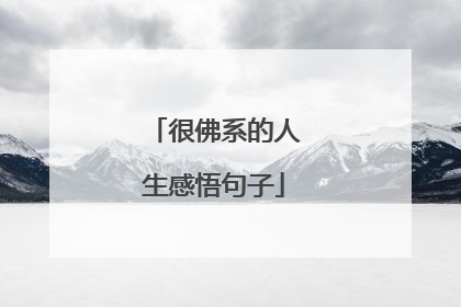 很佛系的人生感悟句子