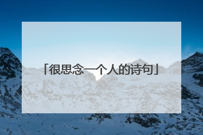 很思念一个人的诗句