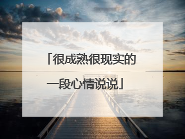 很成熟很现实的一段心情说说