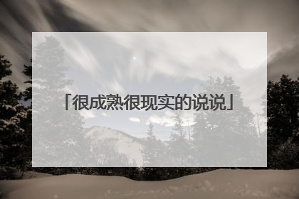 很成熟很现实的说说