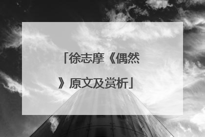 徐志摩《偶然》原文及赏析