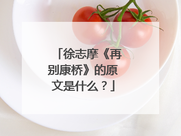 徐志摩《再别康桥》的原文是什么?