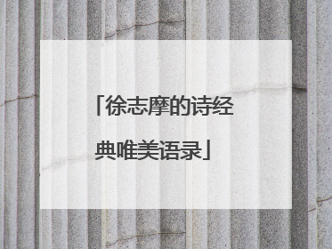 徐志摩的诗经典唯美语录
