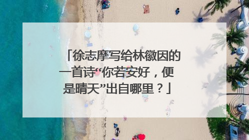 徐志摩写给林徽因的一首诗“你若安好,便是晴天”出自哪里?