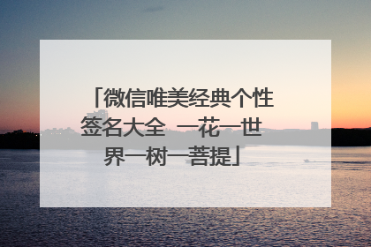 微信唯美经典个性签名大全 一花一世界一树一菩提
