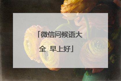 微信问候语大全 早上好