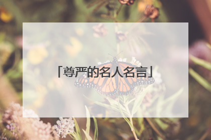 尊严的名人名言