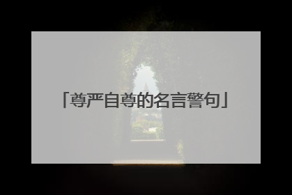 尊严自尊的名言警句