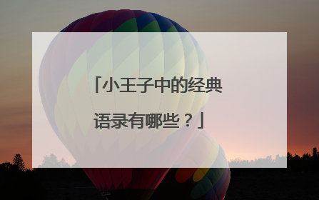 小王子中的经典语录有哪些？