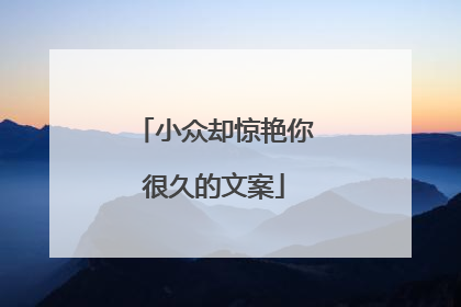 小众却惊艳你很久的文案