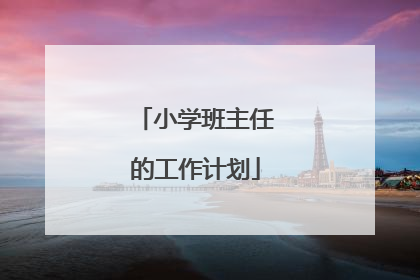 小学班主任的工作计划