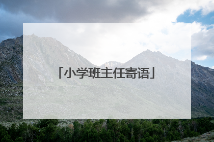 小学班主任寄语