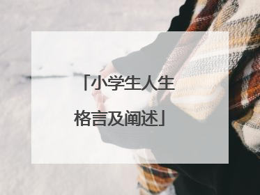 小学生人生格言及阐述