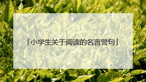 小学生关于阅读的名言警句