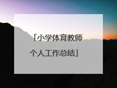 小学体育教师个人工作总结