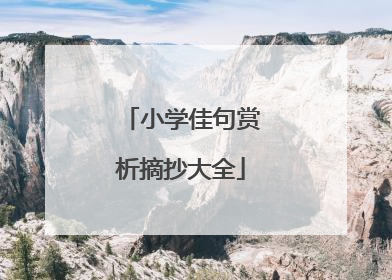 小学佳句赏析摘抄大全