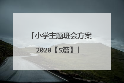 小学主题班会方案2020【5篇】