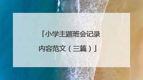 小学主题班会记录内容范文(三篇)