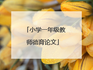 小学一年级教师德育论文