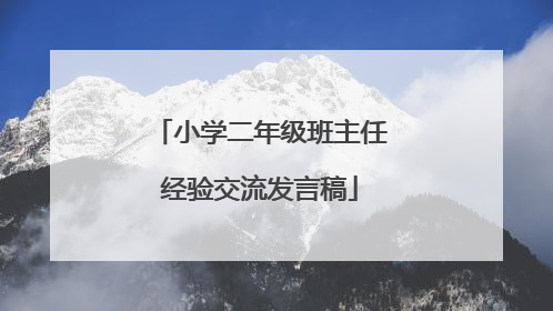 小学二年级班主任经验交流发言稿